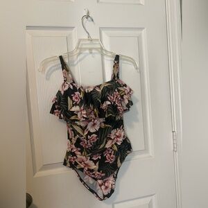 Floral one piece with removable straps